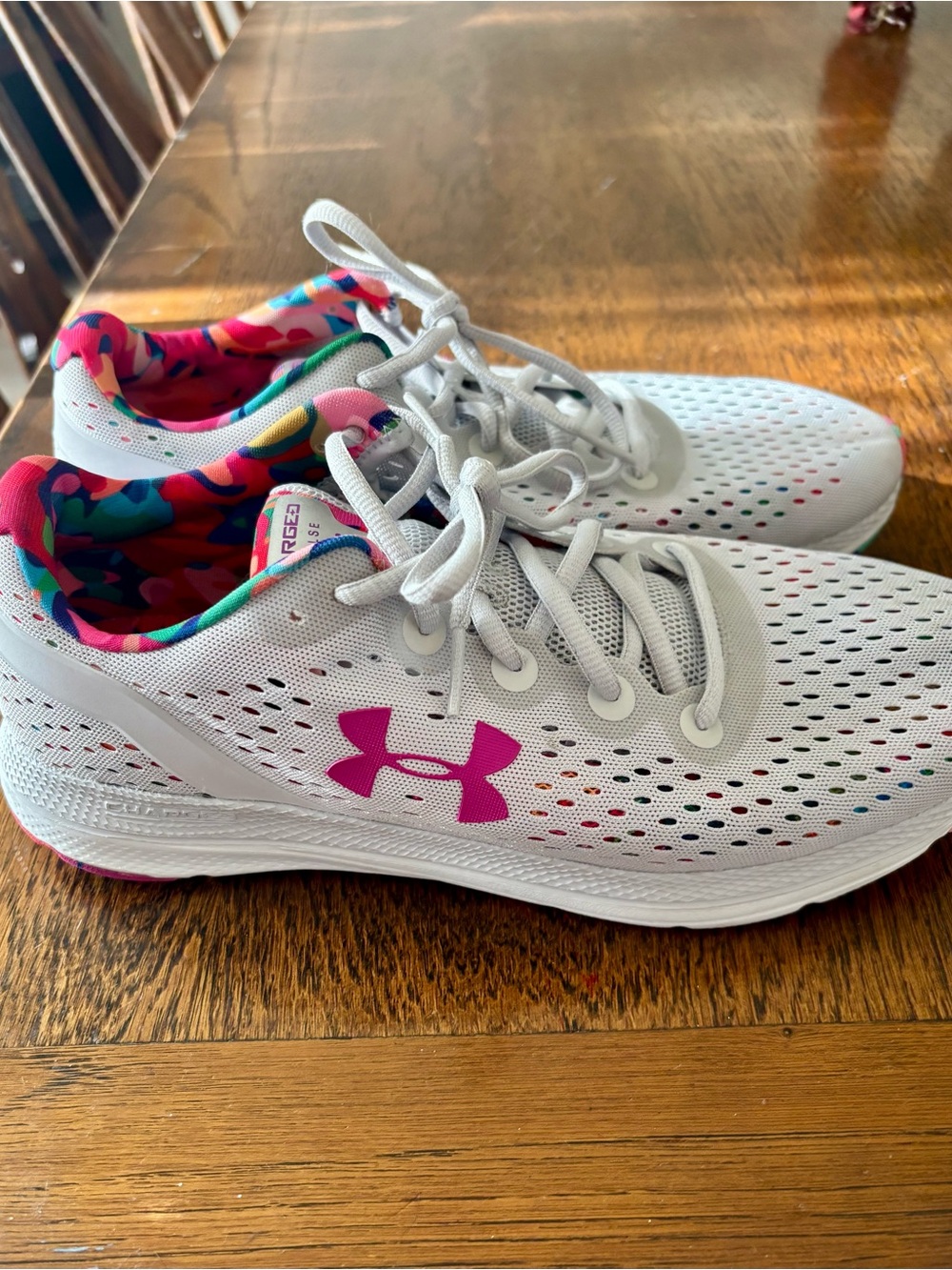 Women’s White Under Armour Athletic Sneakers with Colorful Accent